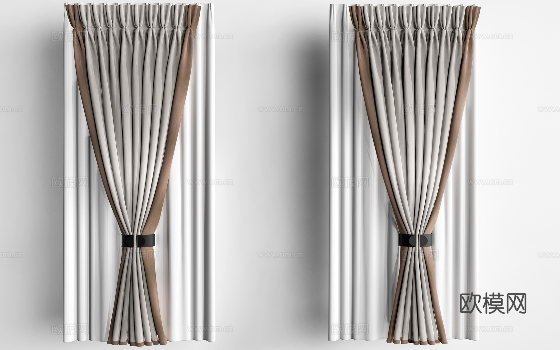 现代宴会厅窗帘 布艺窗帘 纱帘su模型