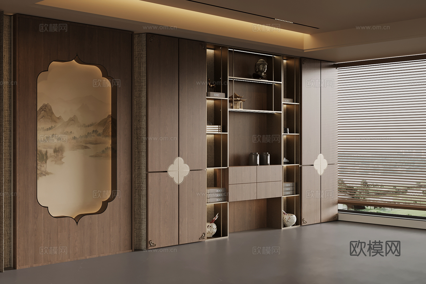 新中式茶柜 宋氏风置物柜su模型