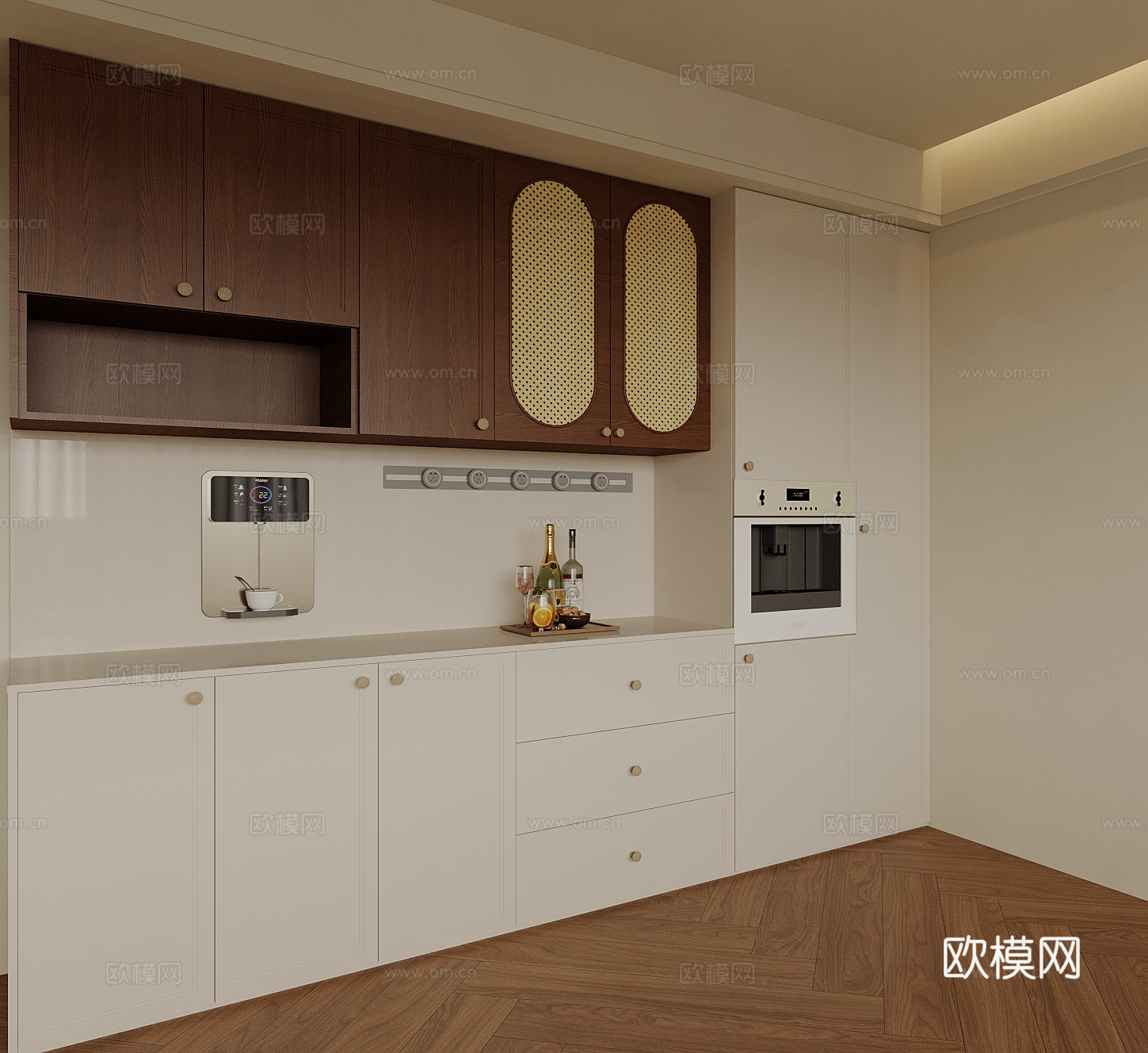 中古风酒柜 餐边柜su模型