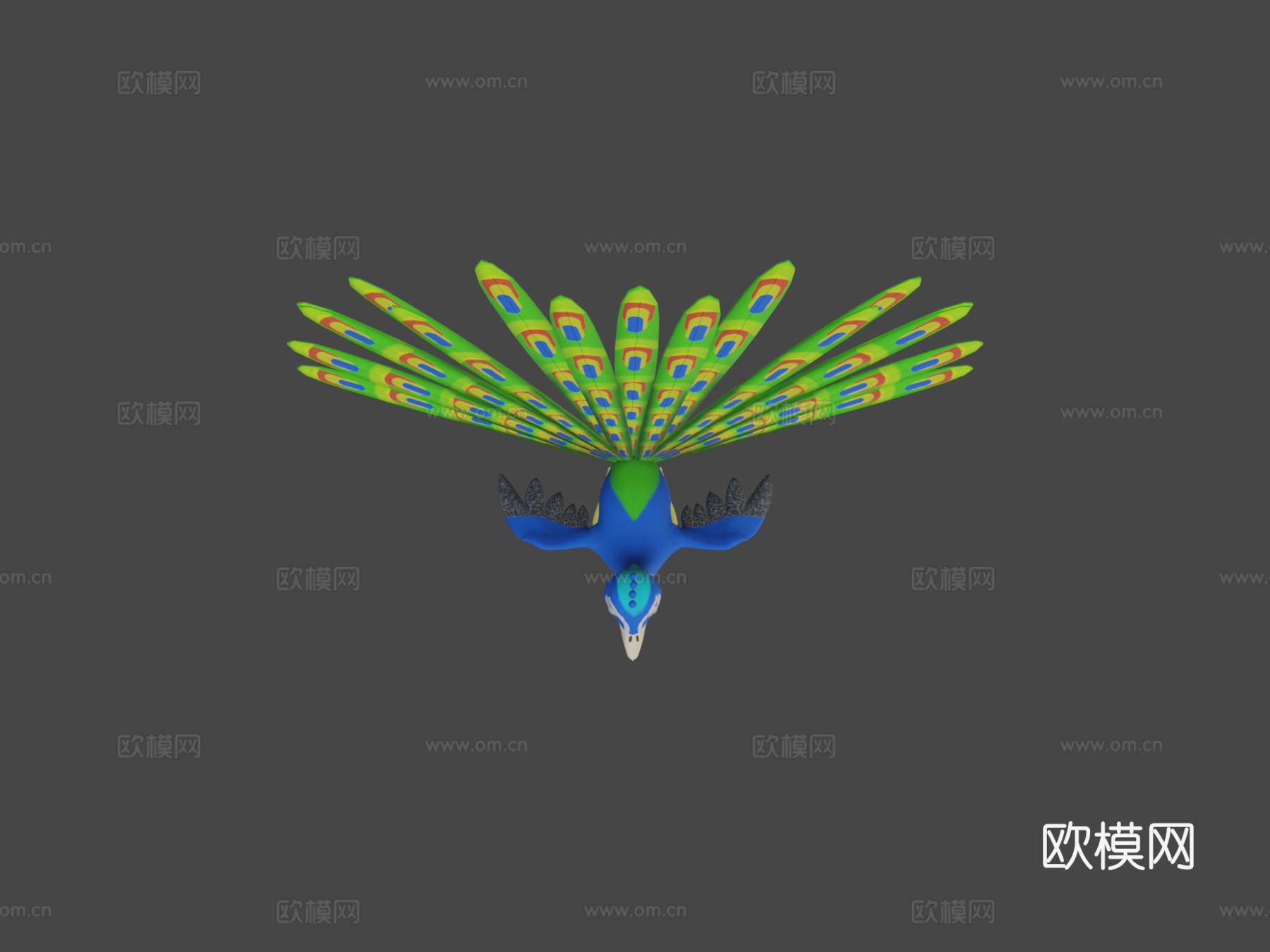 孔雀卡通su模型