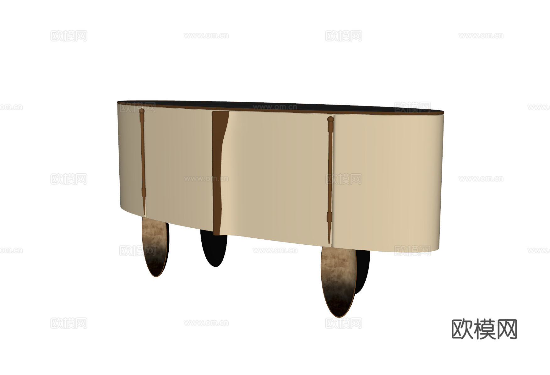 意式轻奢边柜su模型下载（渲染图2）
