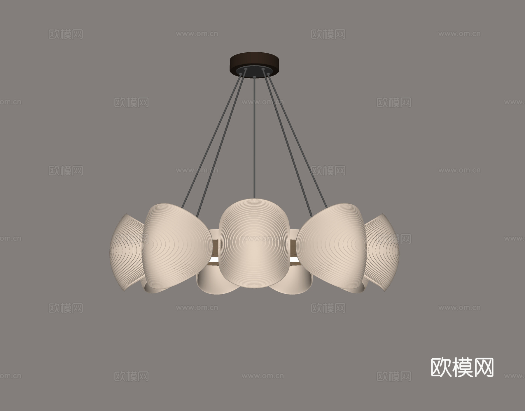 现代奶油风吊灯su模型下载（渲染图2）