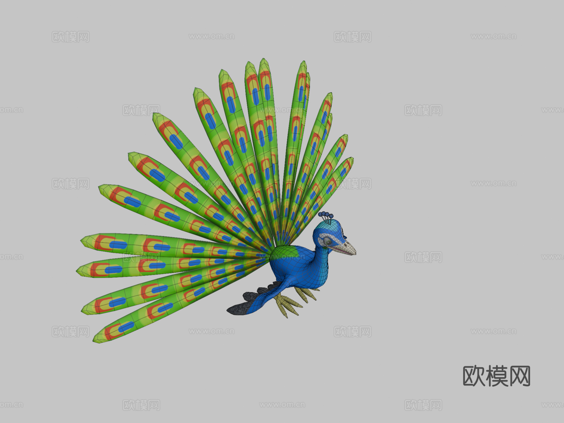 孔雀卡通su模型