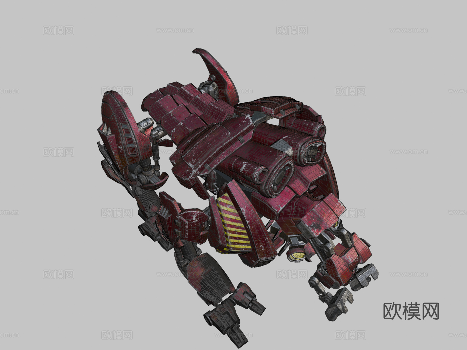暗红四足机器人su模型