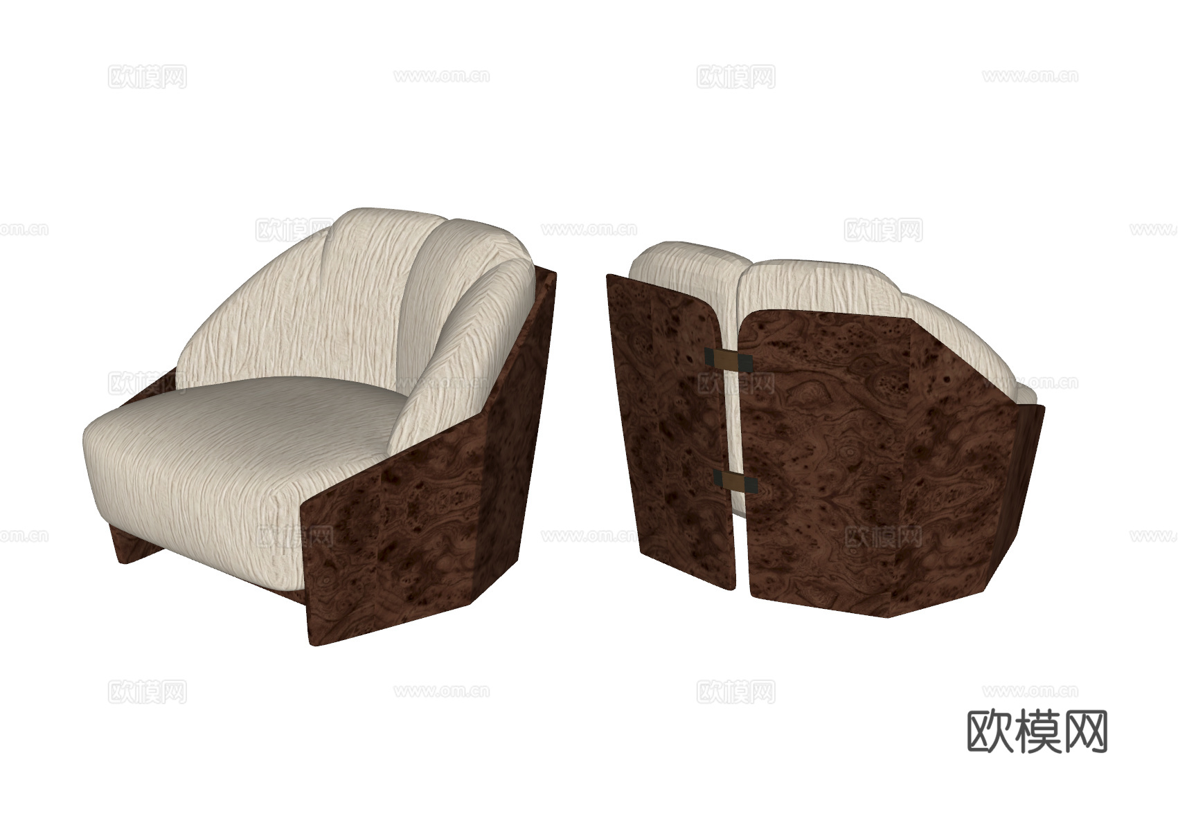 轻奢单人沙发su模型下载（渲染图2）