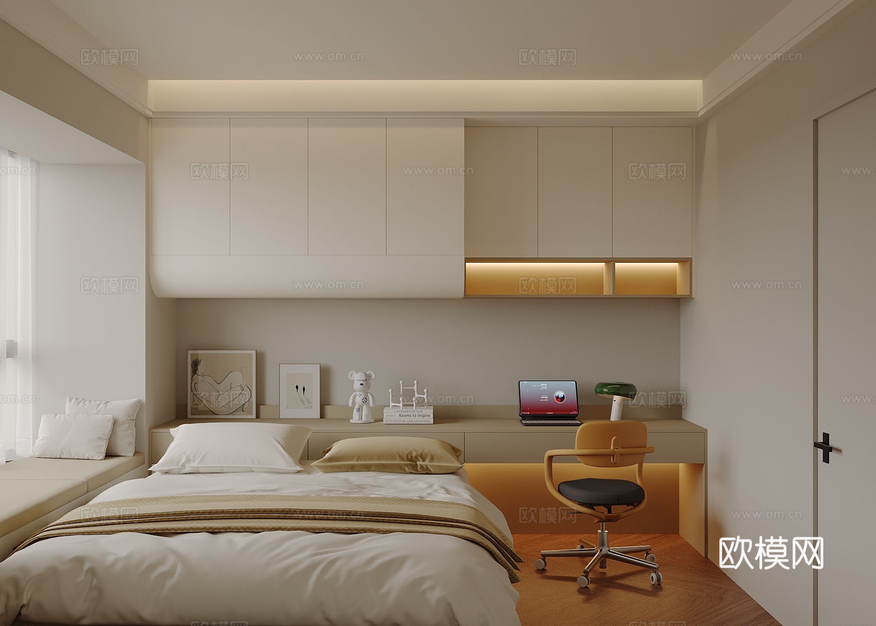 现代榻榻米卧室su模型