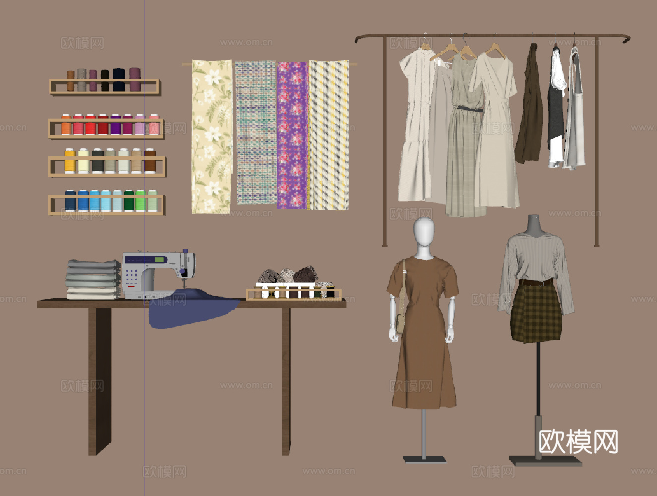 缝纫机  衣服  布su模型下载（渲染图2）