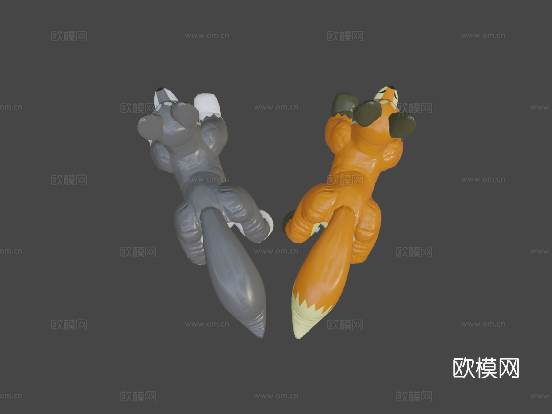 狐狸与狼泳池玩具su模型