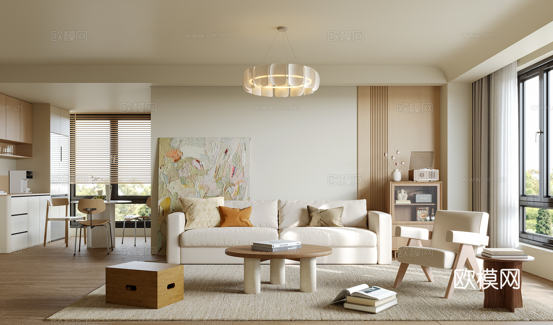 侘寂风客餐厅3d模型下载