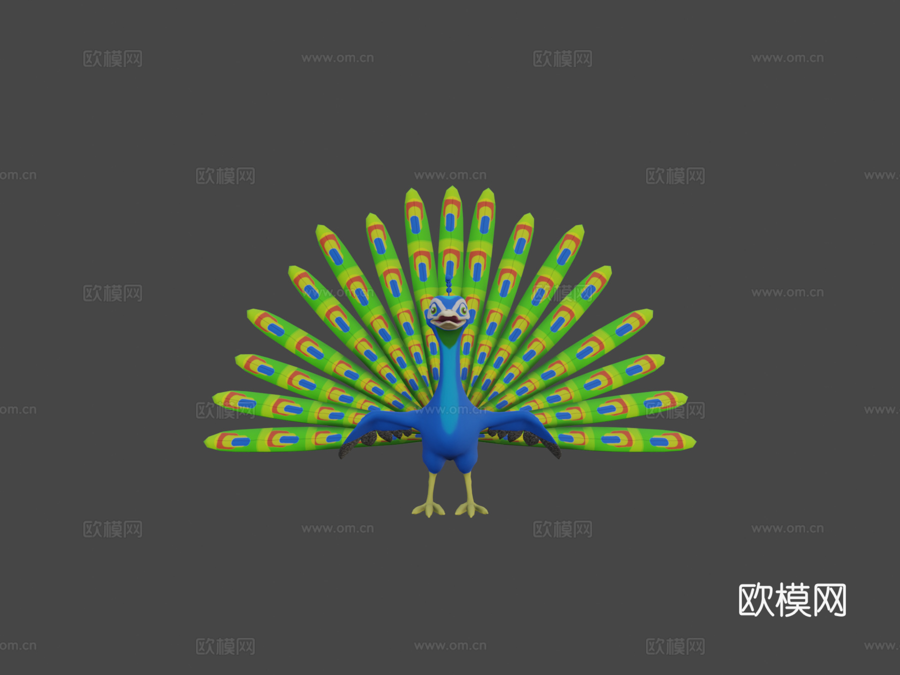 孔雀卡通su模型