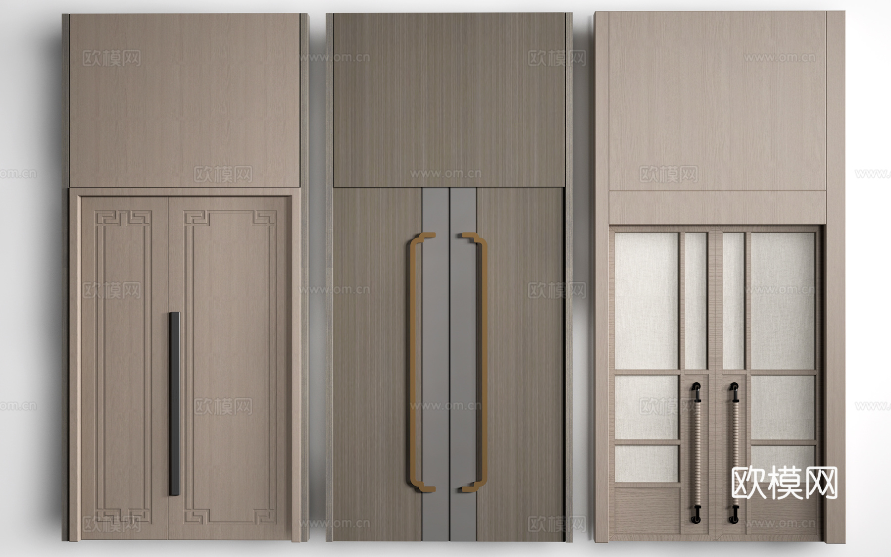 现代宴会厅门 会议室门 双开门 实木门su模型