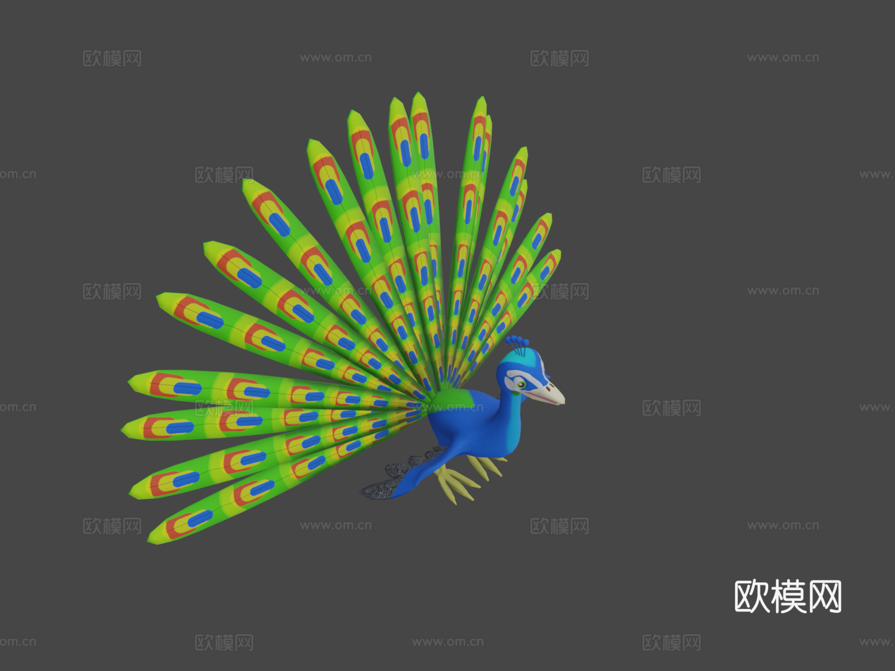 孔雀卡通su模型