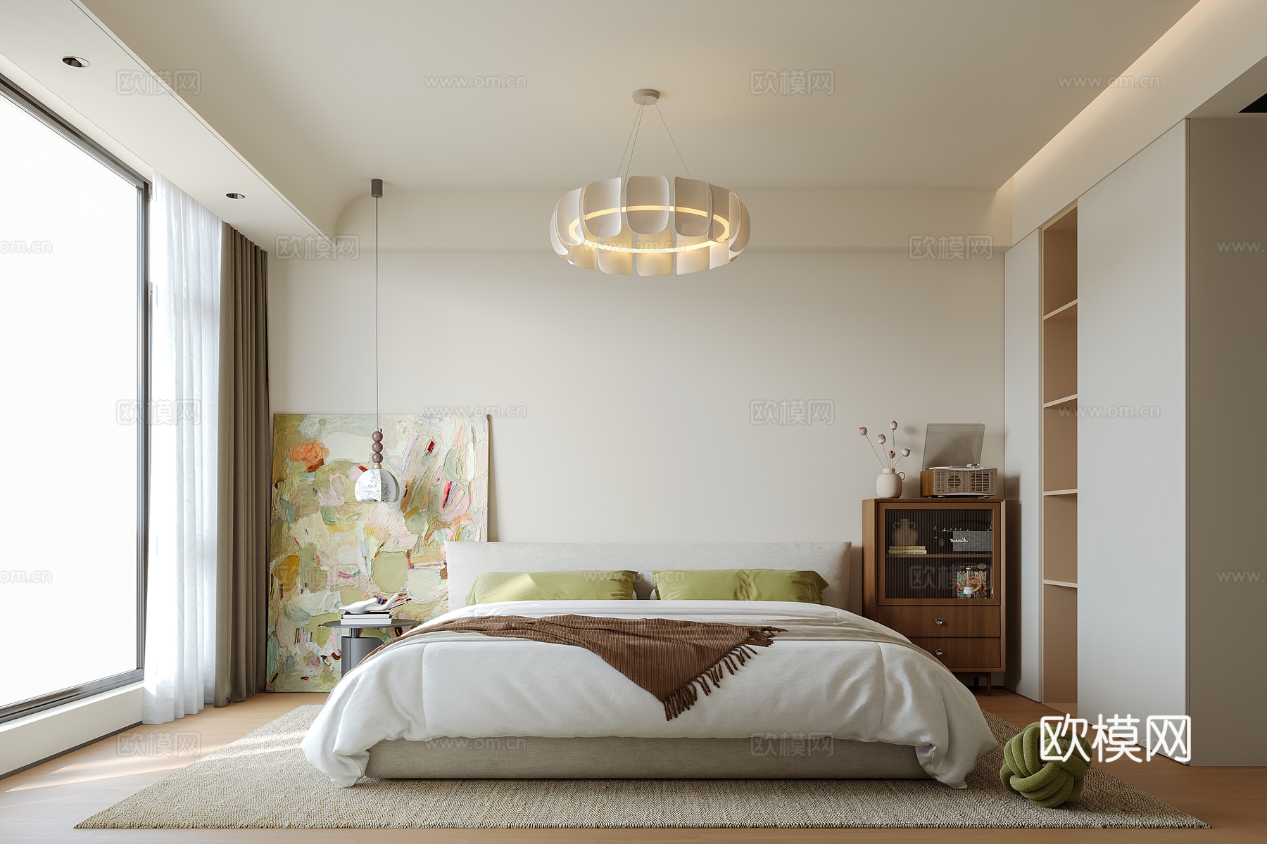 侘寂风卧室su模型下载（渲染图1）