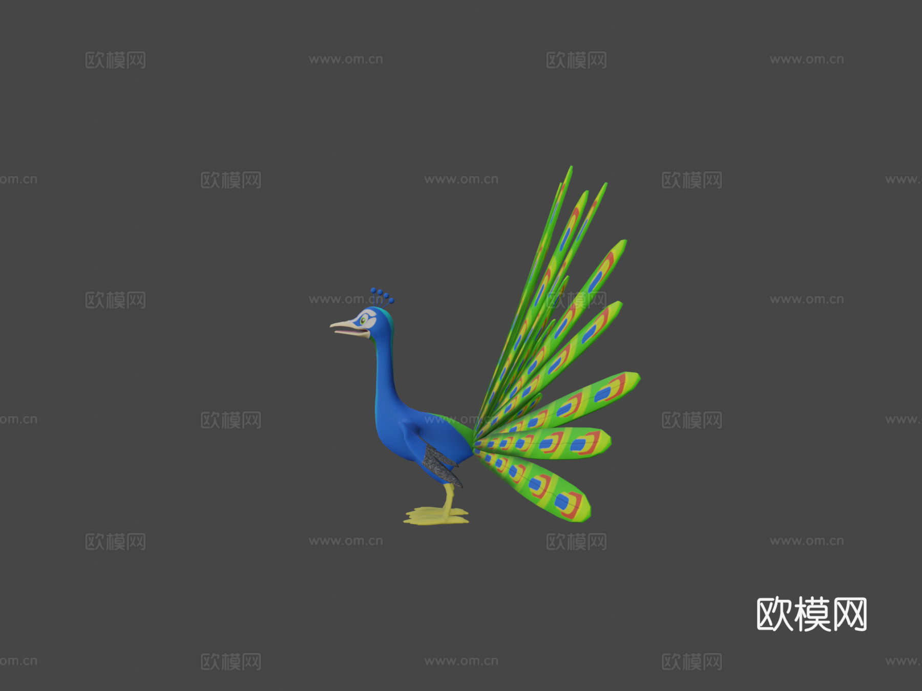 孔雀卡通su模型
