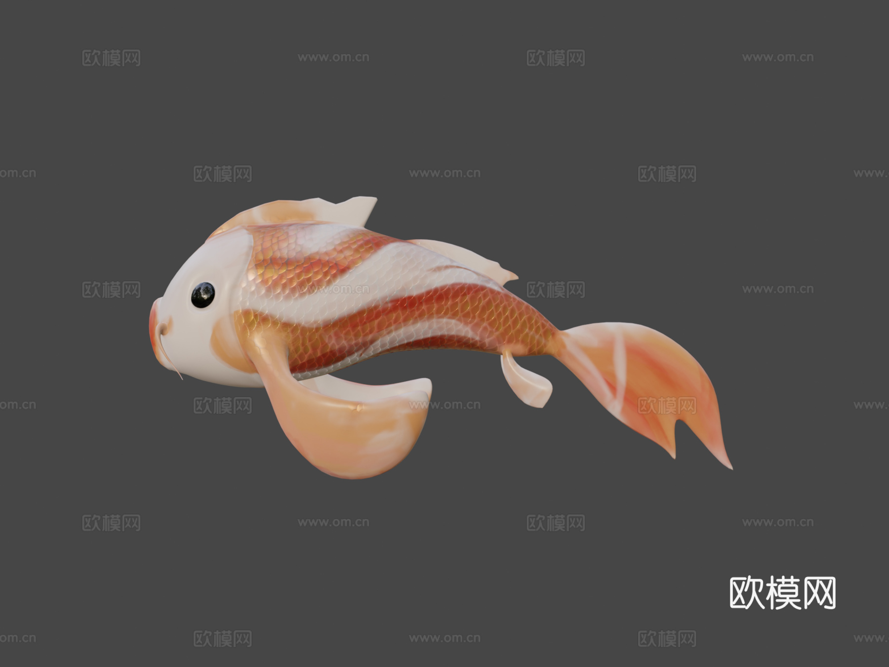 锦鲤橙色鱼su模型