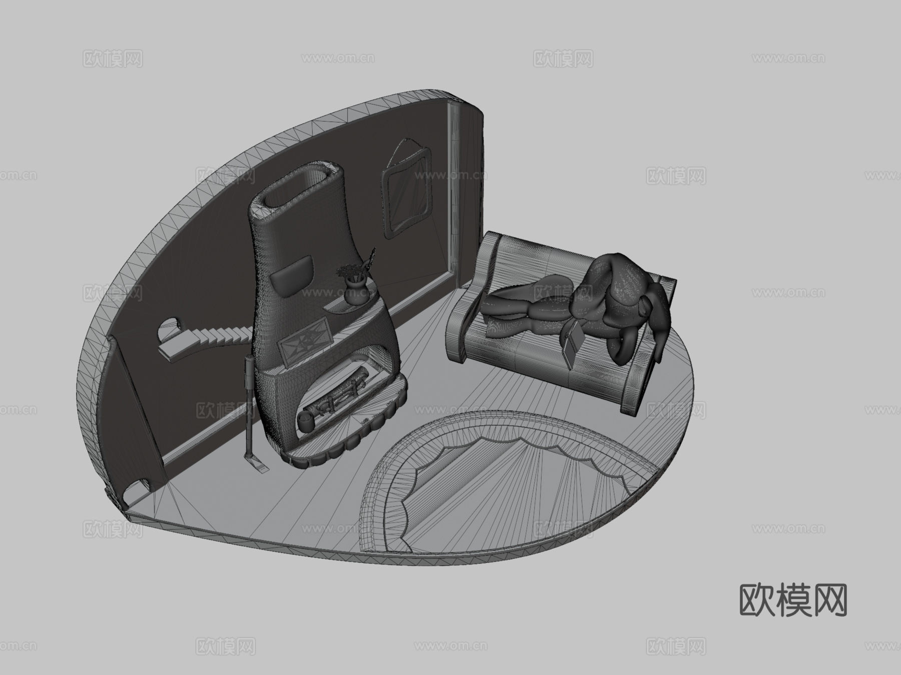 柔柔壁炉su模型