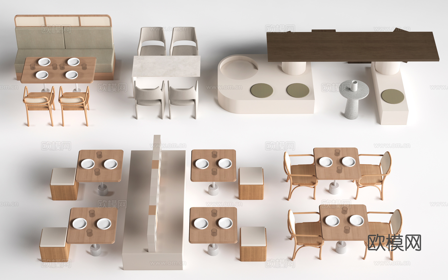 现代奶茶店桌椅 咖啡厅桌椅 餐厅桌椅su模型