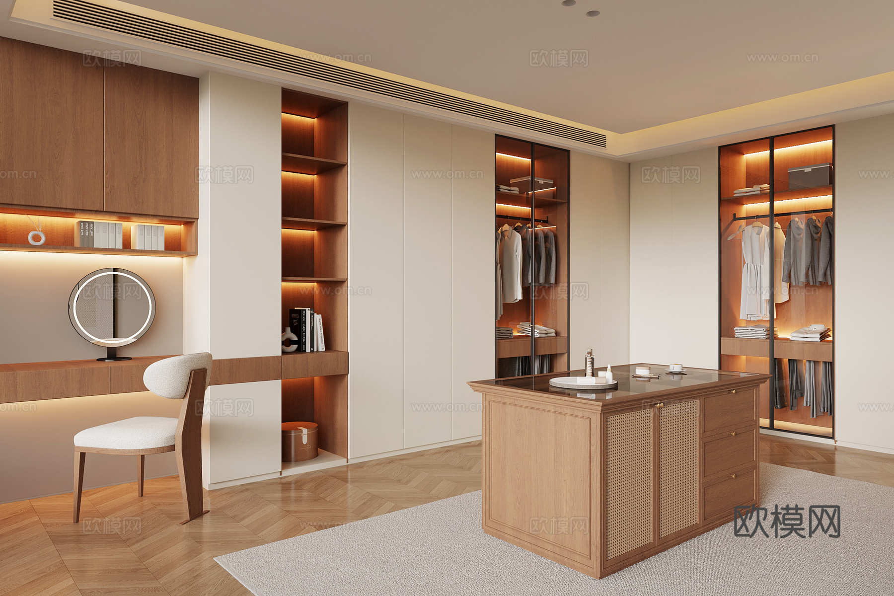 现代中古衣帽间su模型