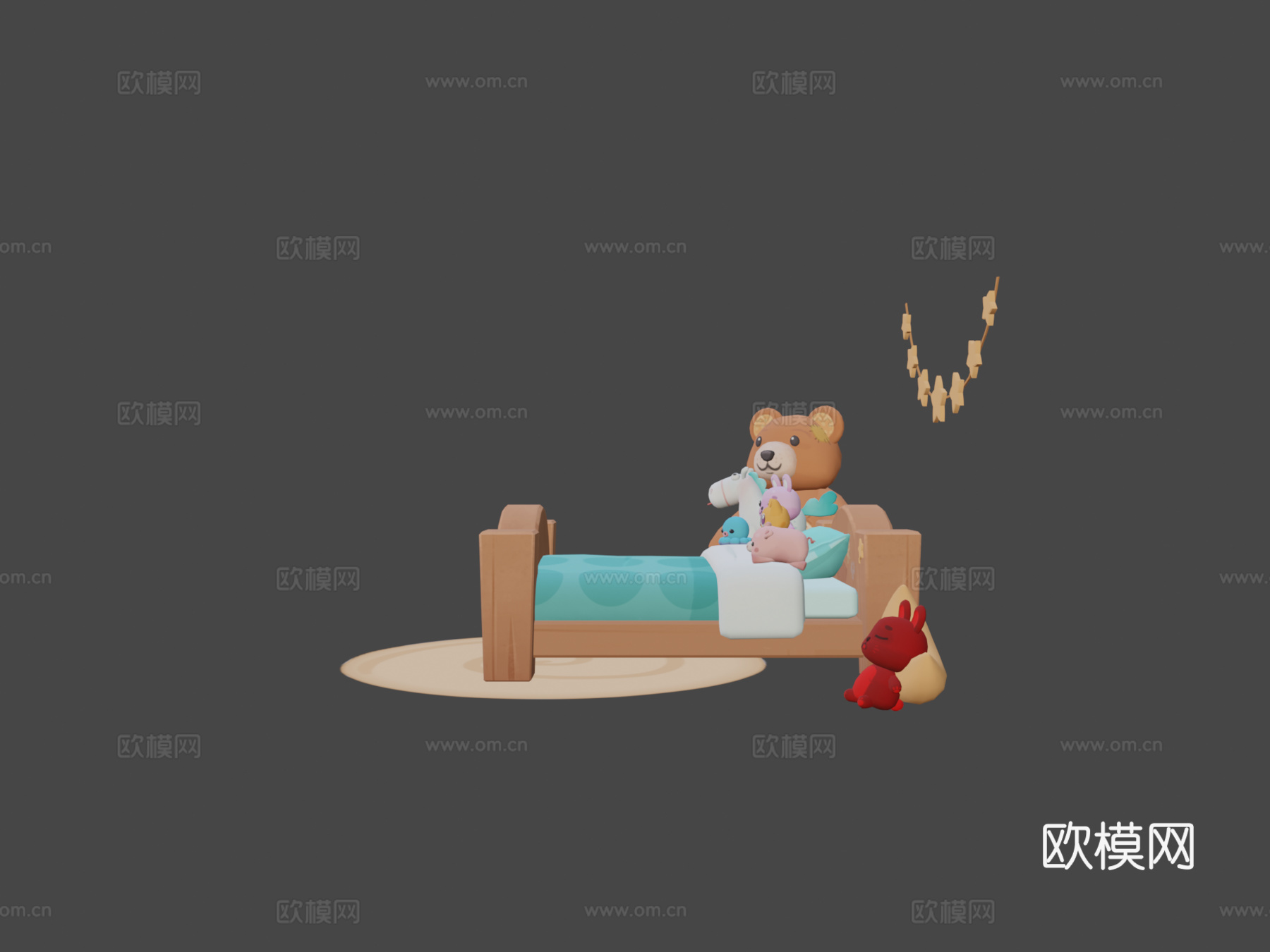 手绘儿童卧室su模型