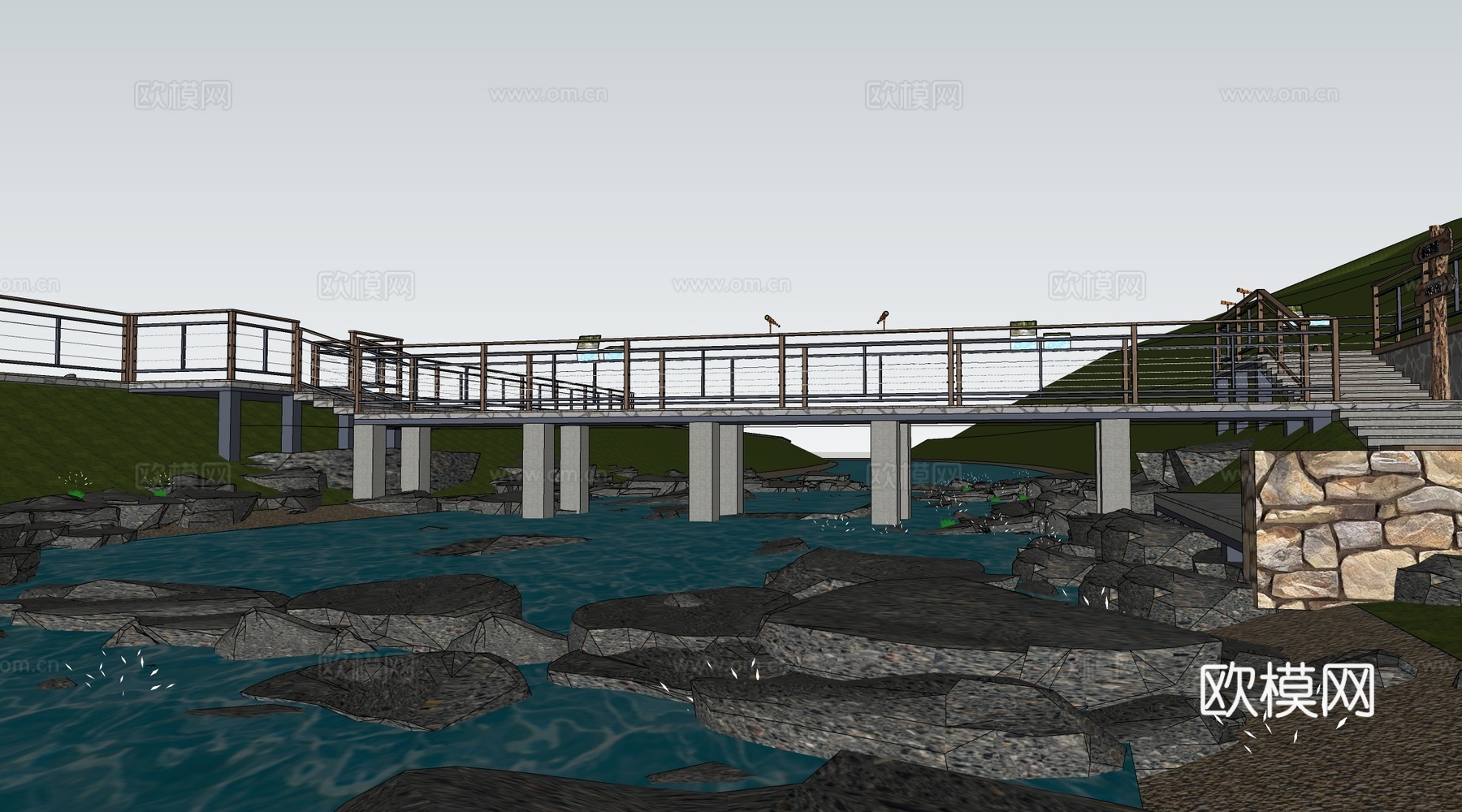 现代景观小桥 景观桥 公园桥 园林桥su模型