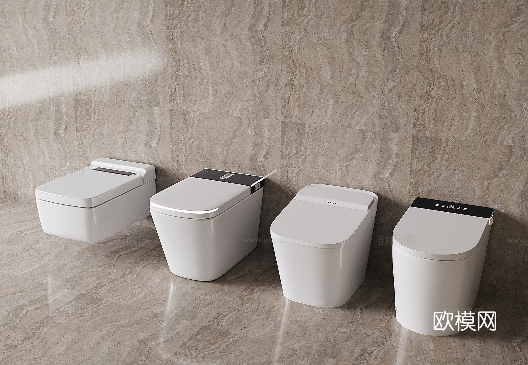 现代智能马桶 坐便器 坐厕 壁挂马桶su模型