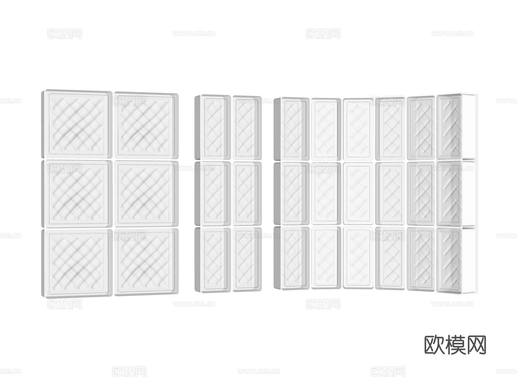 玻璃砖隔断su模型