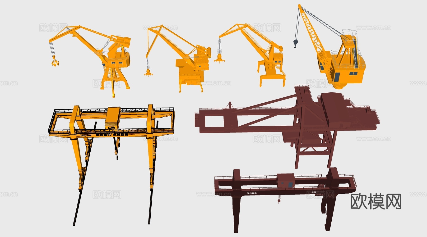 现代起重机 龙门吊 吊车 厂房行车su模型