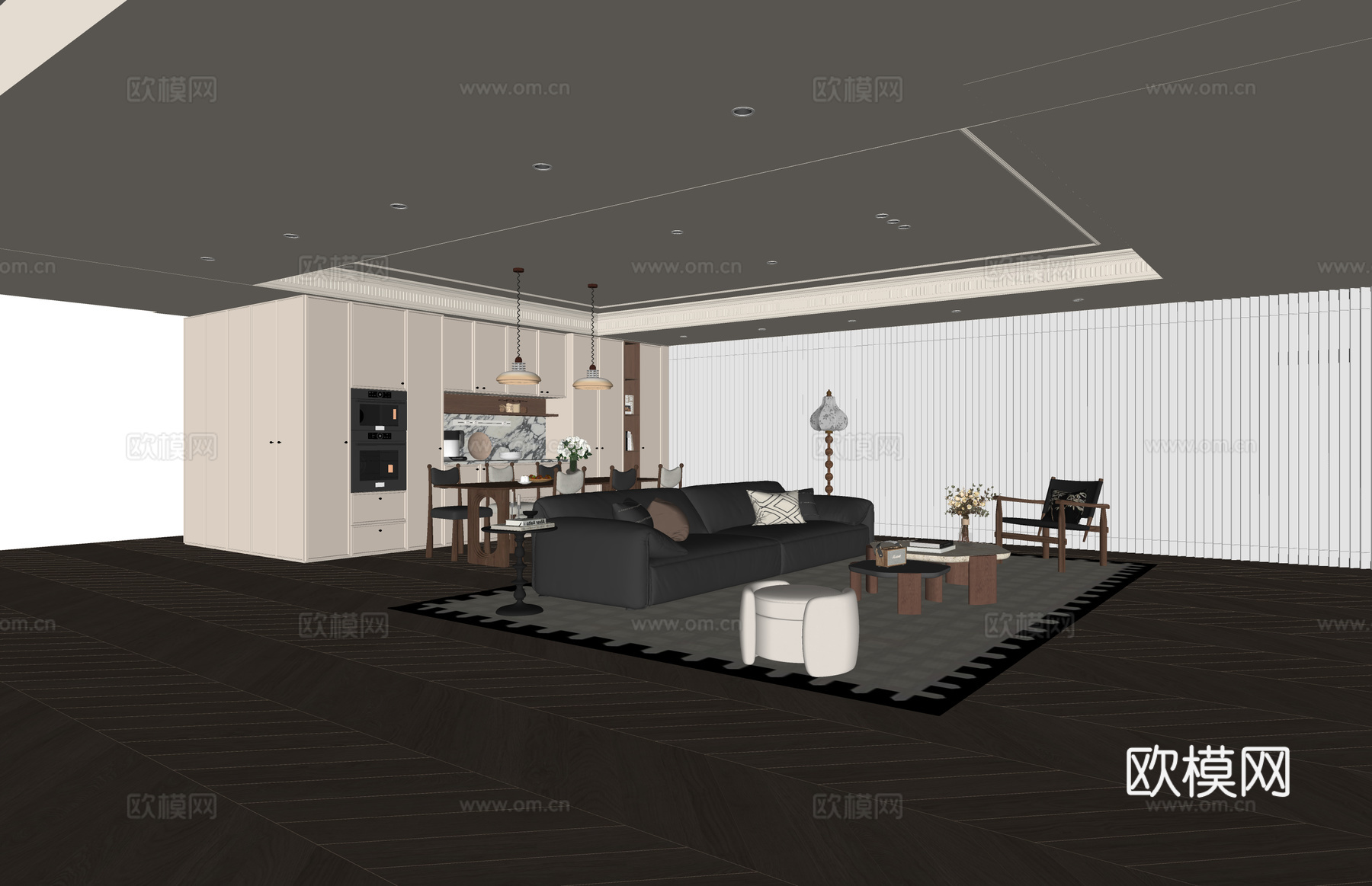 家装 衣帽间 餐厅 卧室 客厅 客餐厅su模型