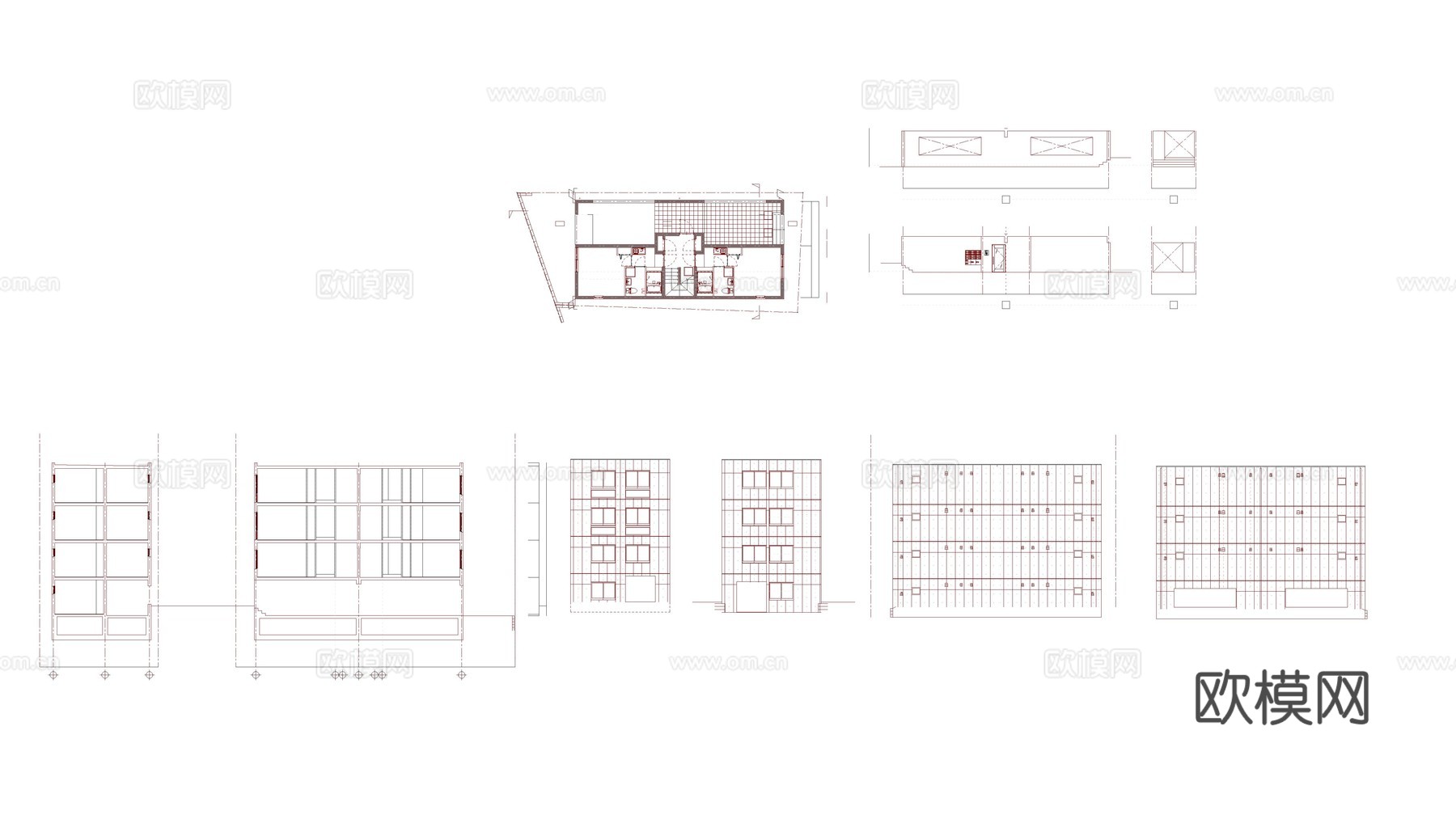 公寓多层住宅建筑cad施工图下载