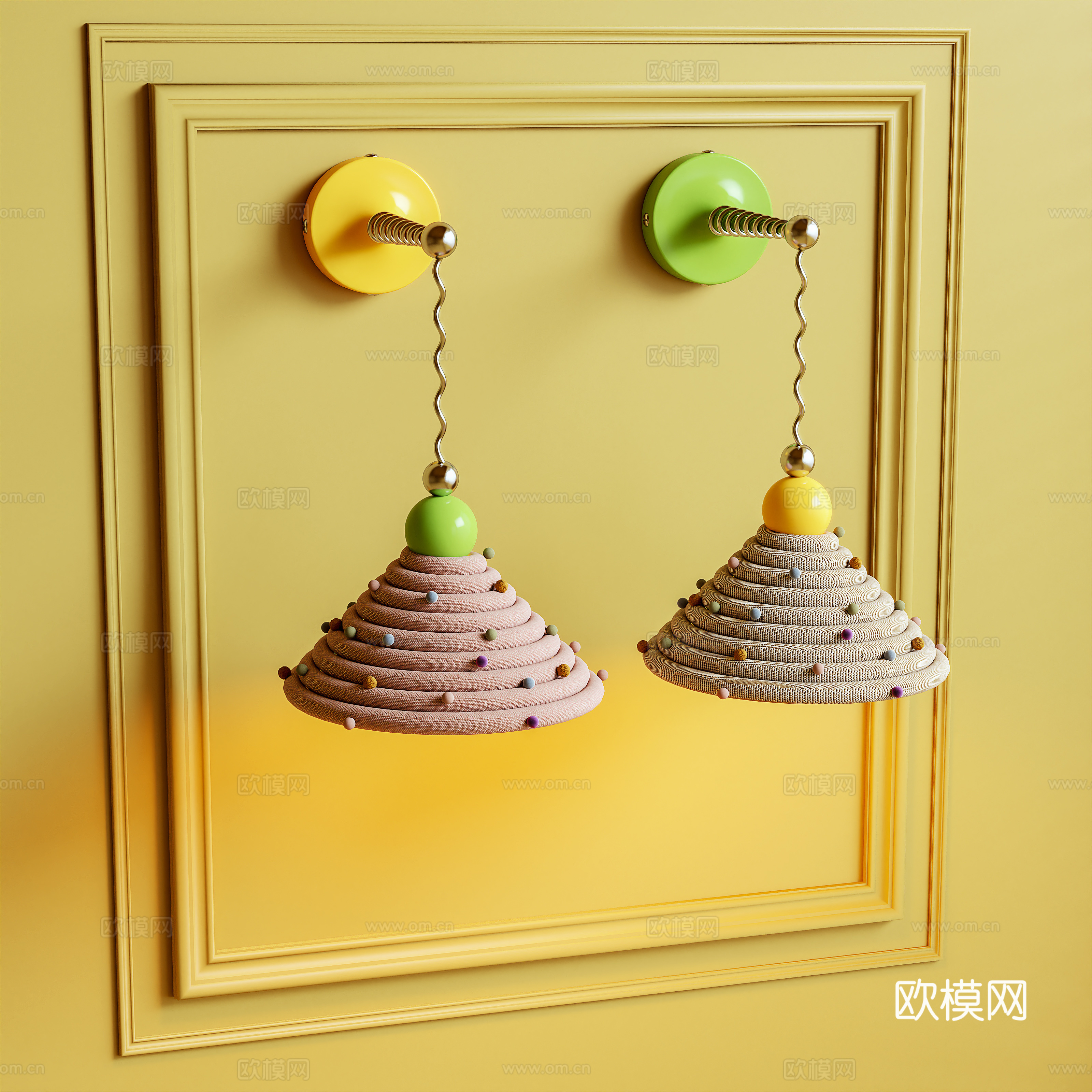 壁灯 吊灯 装饰灯 多巴胺 墙饰3d模型