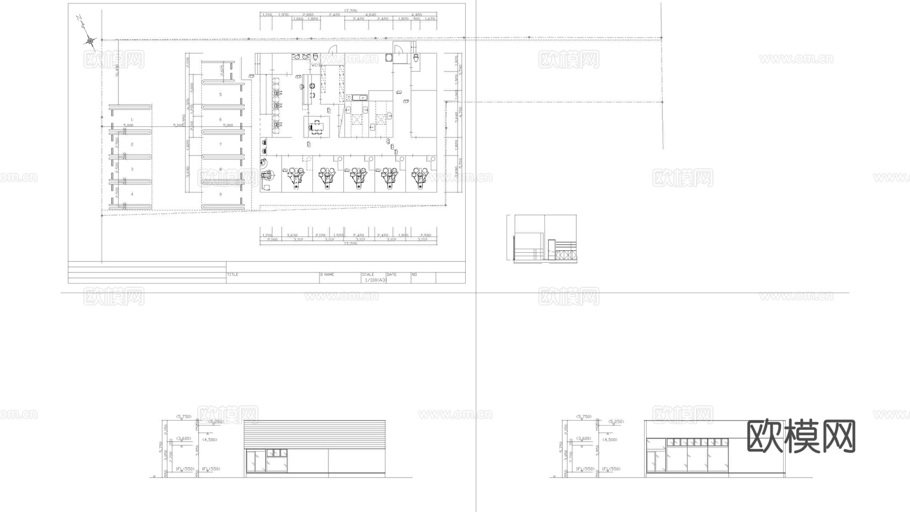 牙科诊所平面图纸诊所立面图纸 医院 手术室平面cad施工图下载