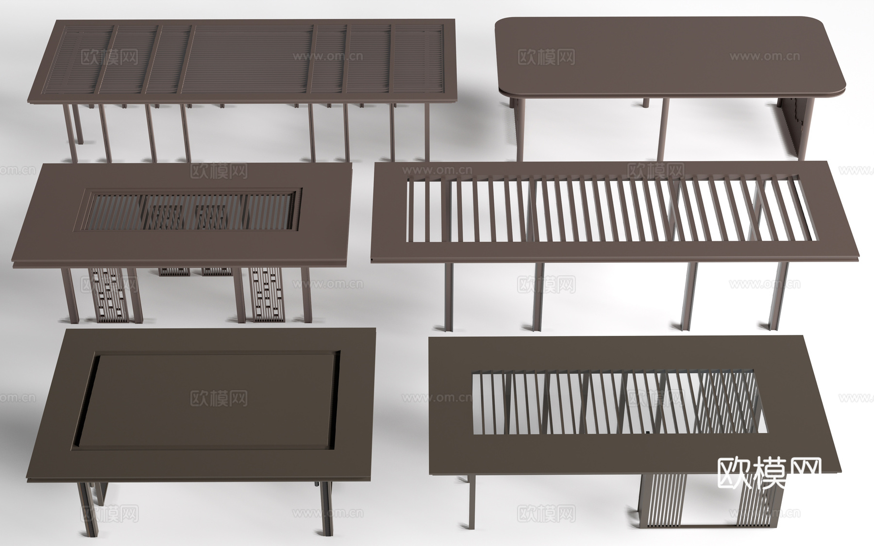 新中式景观廊架 景观凉亭 钢结构休息亭su模型