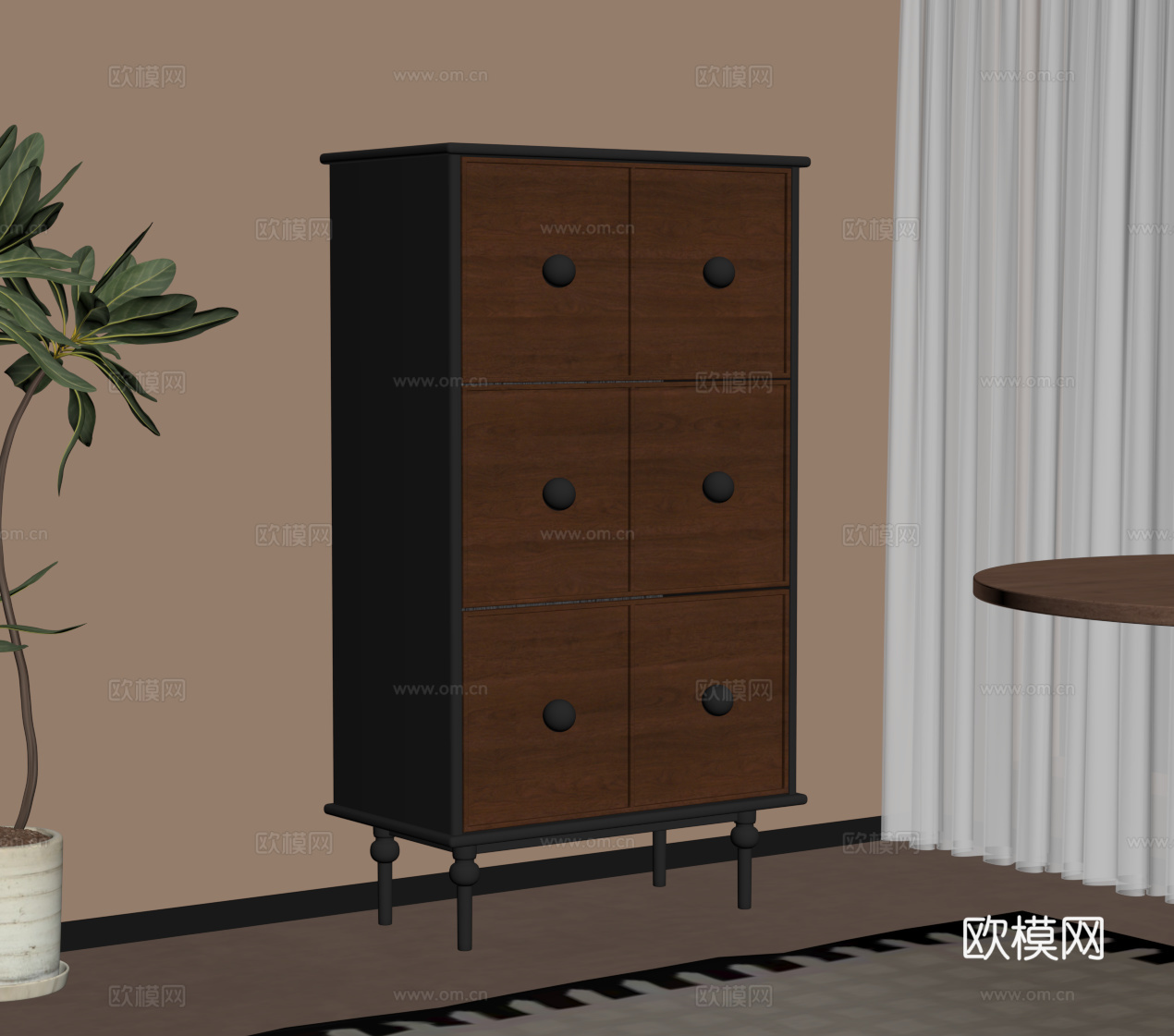 法式复古斗柜 边柜 高柜su模型