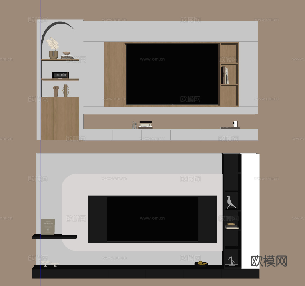 电视背景墙su模型
