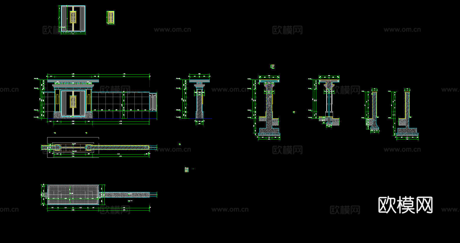 中式庭院门头牌楼大门详图cadcad施工图