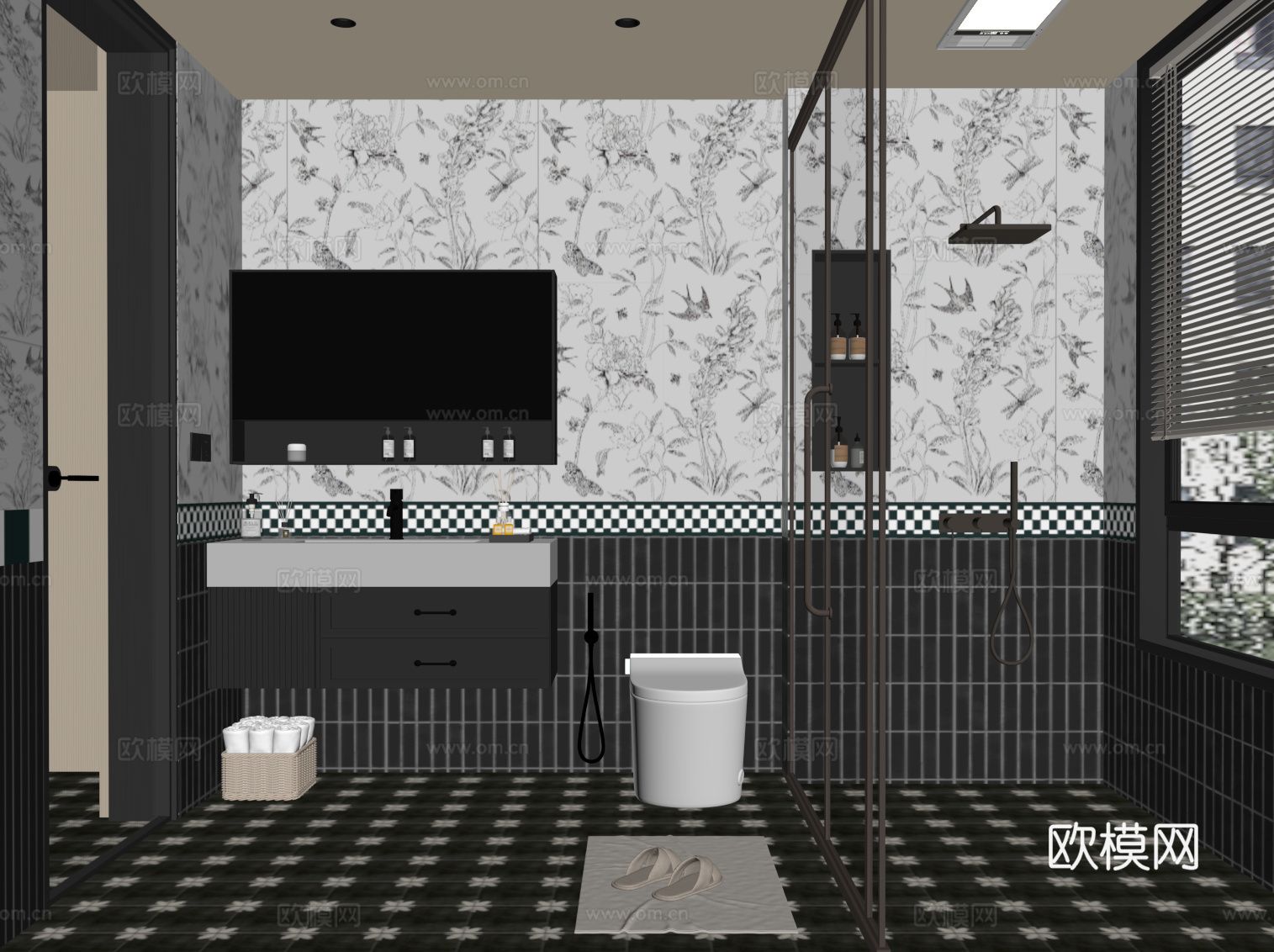 法式复古卫生间su模型