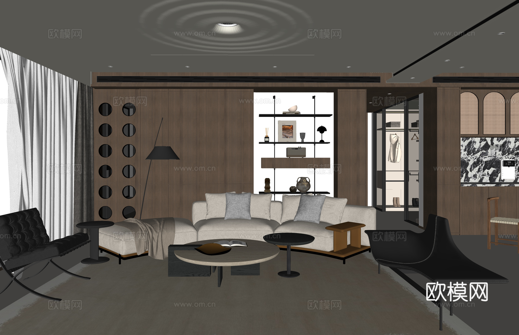 衣帽间 门窗 阳台 客餐厅 厨房 家装su模型