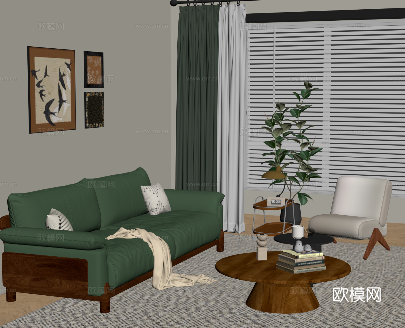 法式中古客厅 沙发茶几组合su模型