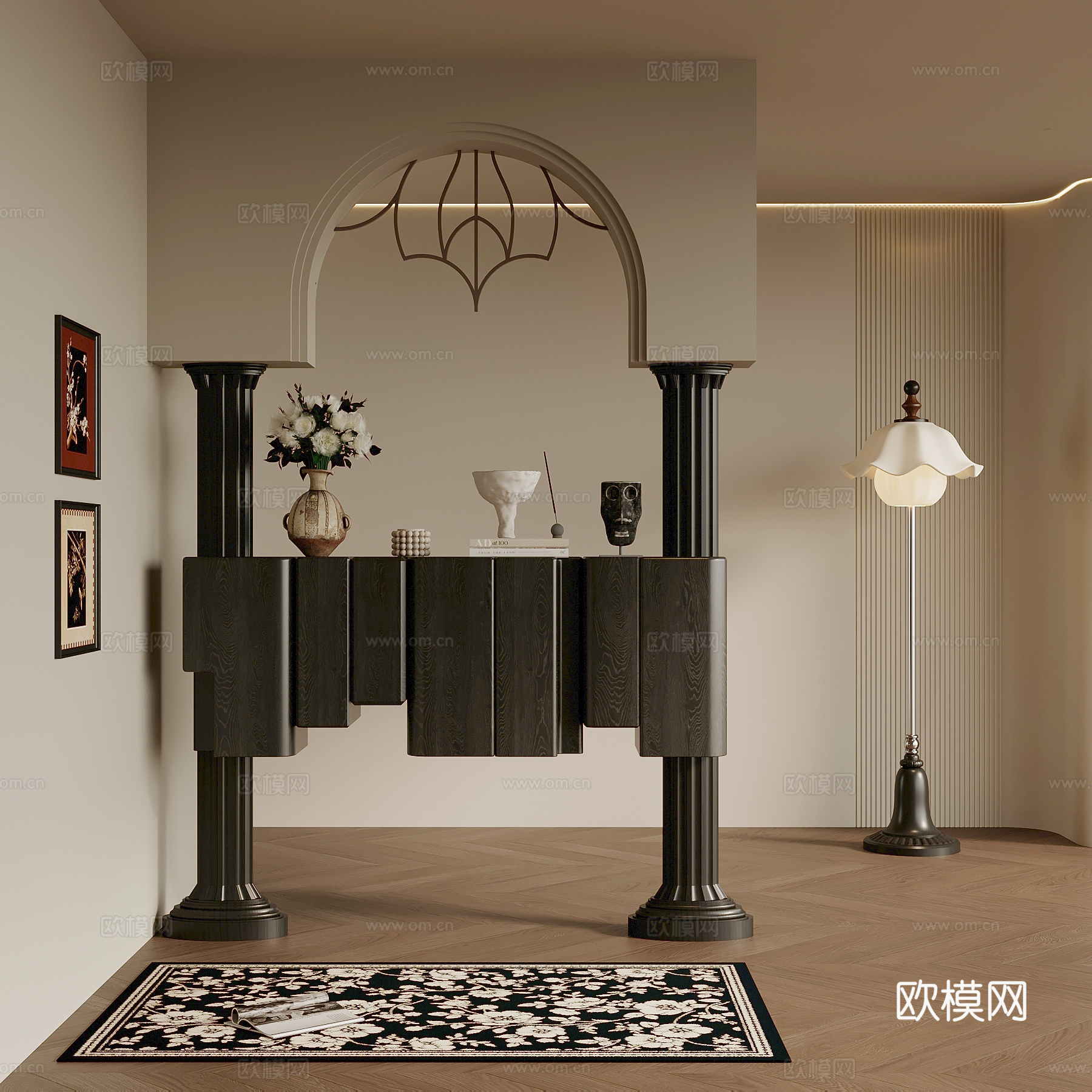 法式玄关 隔断su模型