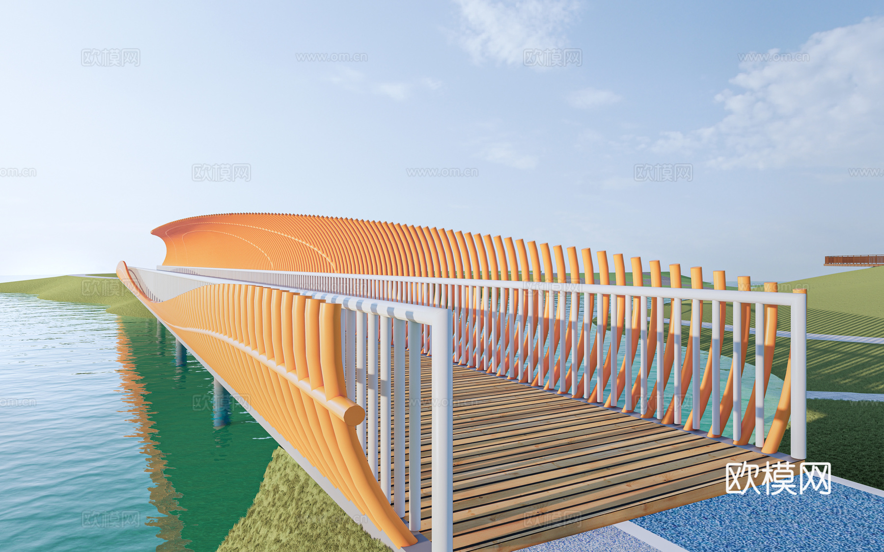 现代景观桥 公园桥 异形桥su模型