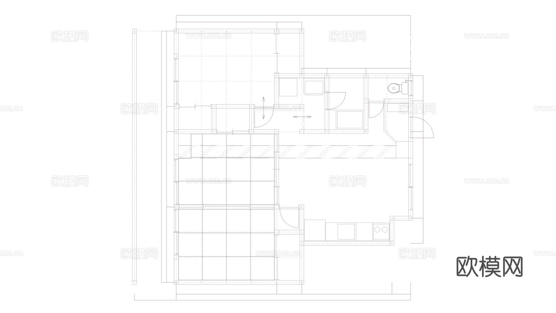 平面户型图cad施工图下载