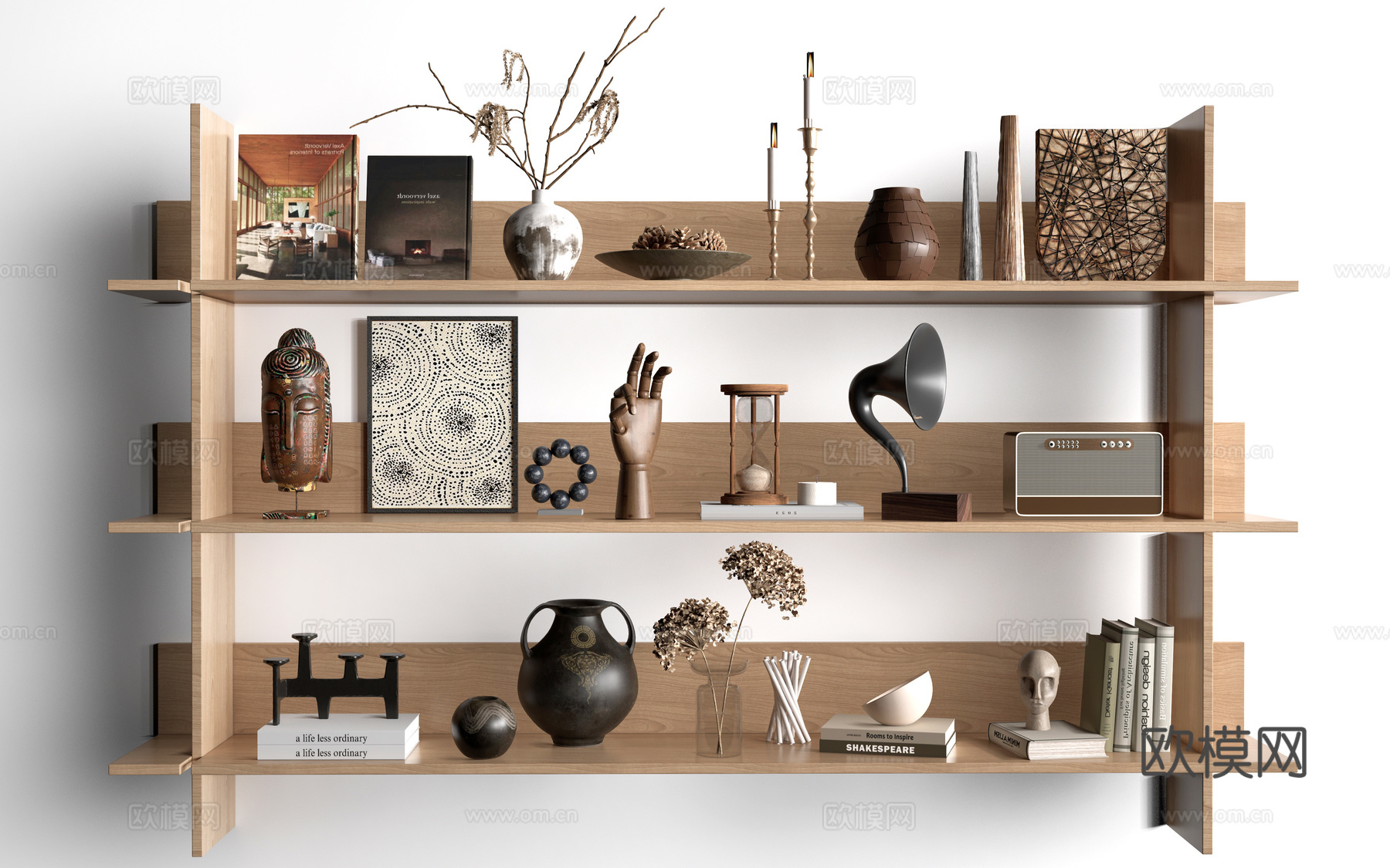 现代墙壁置物架 墙面置物架 置物架 装饰架su模型