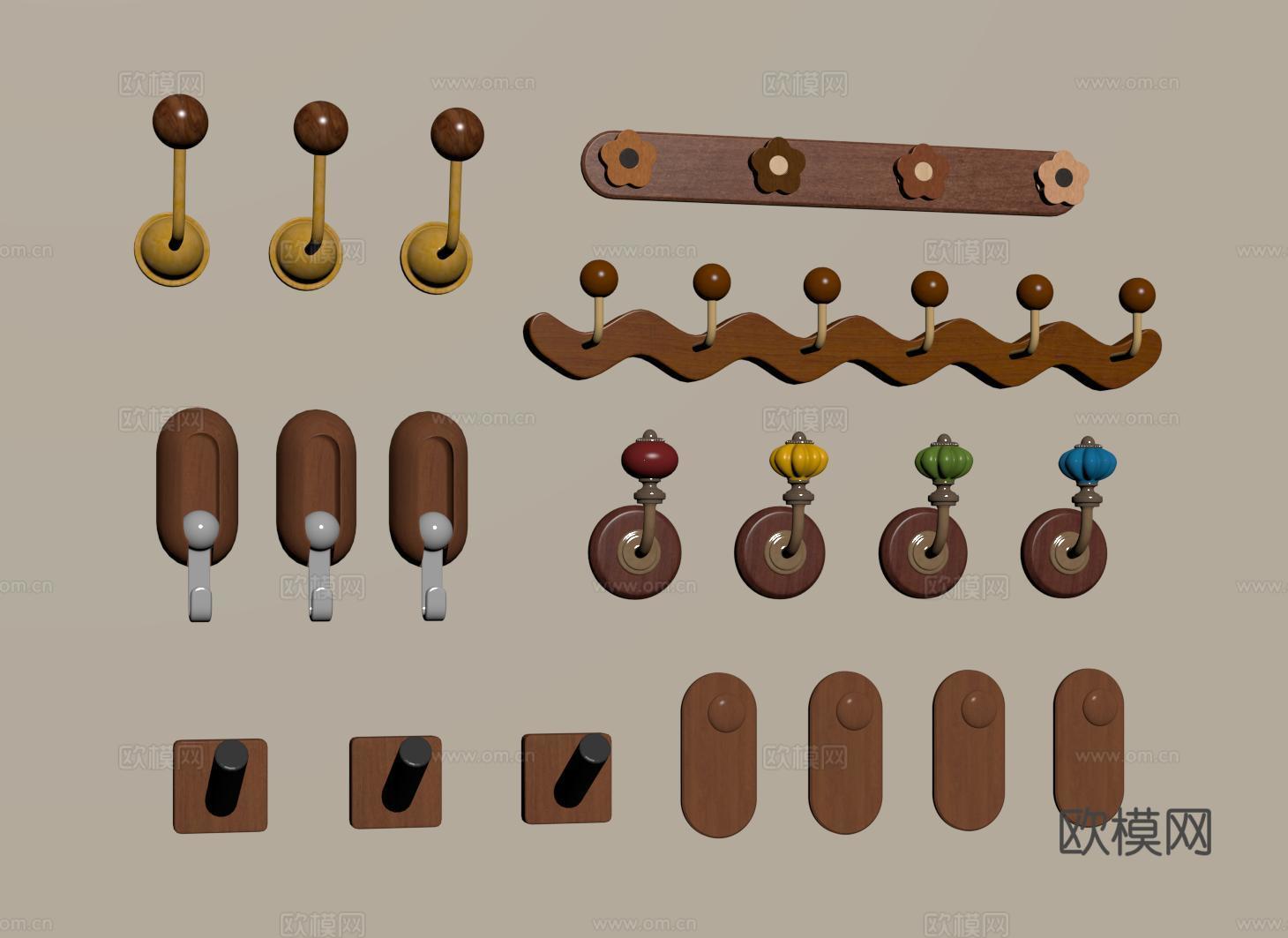 包豪斯挂钩 中古复古挂衣钩 多巴胺挂衣架su模型