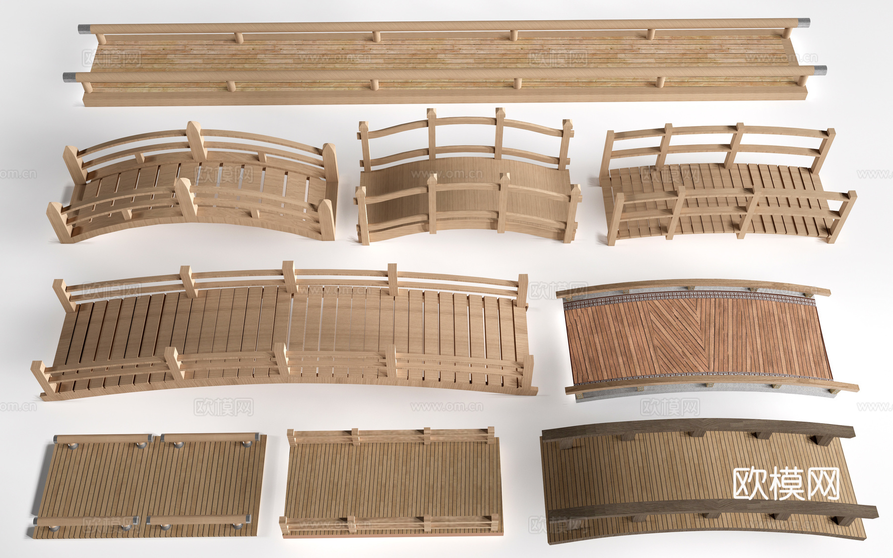 现代景观小桥 景观桥 木拱桥 公园桥su模型