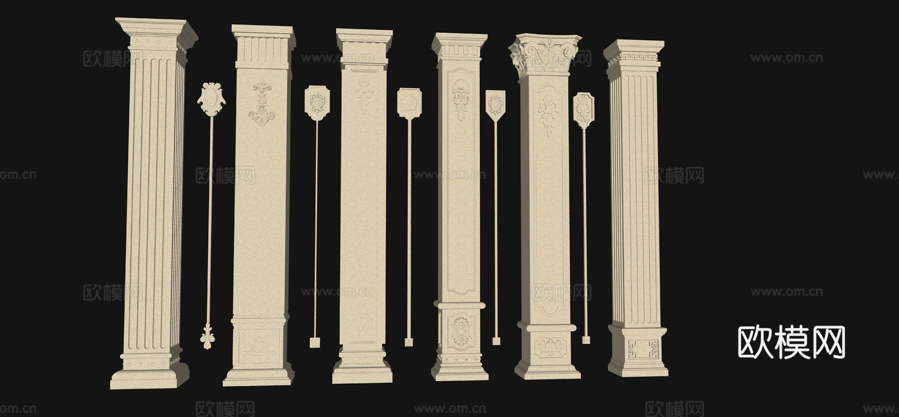 中国结 吊花  欧式柱子su模型