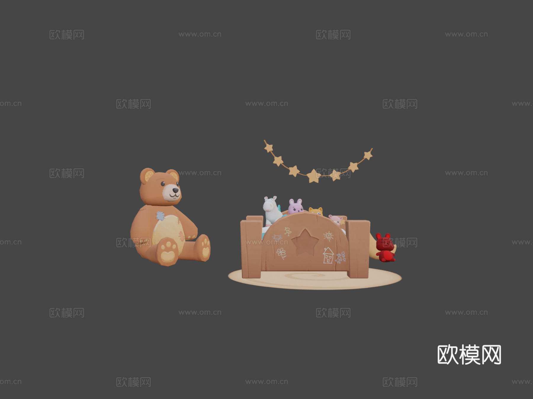 手绘儿童卧室su模型