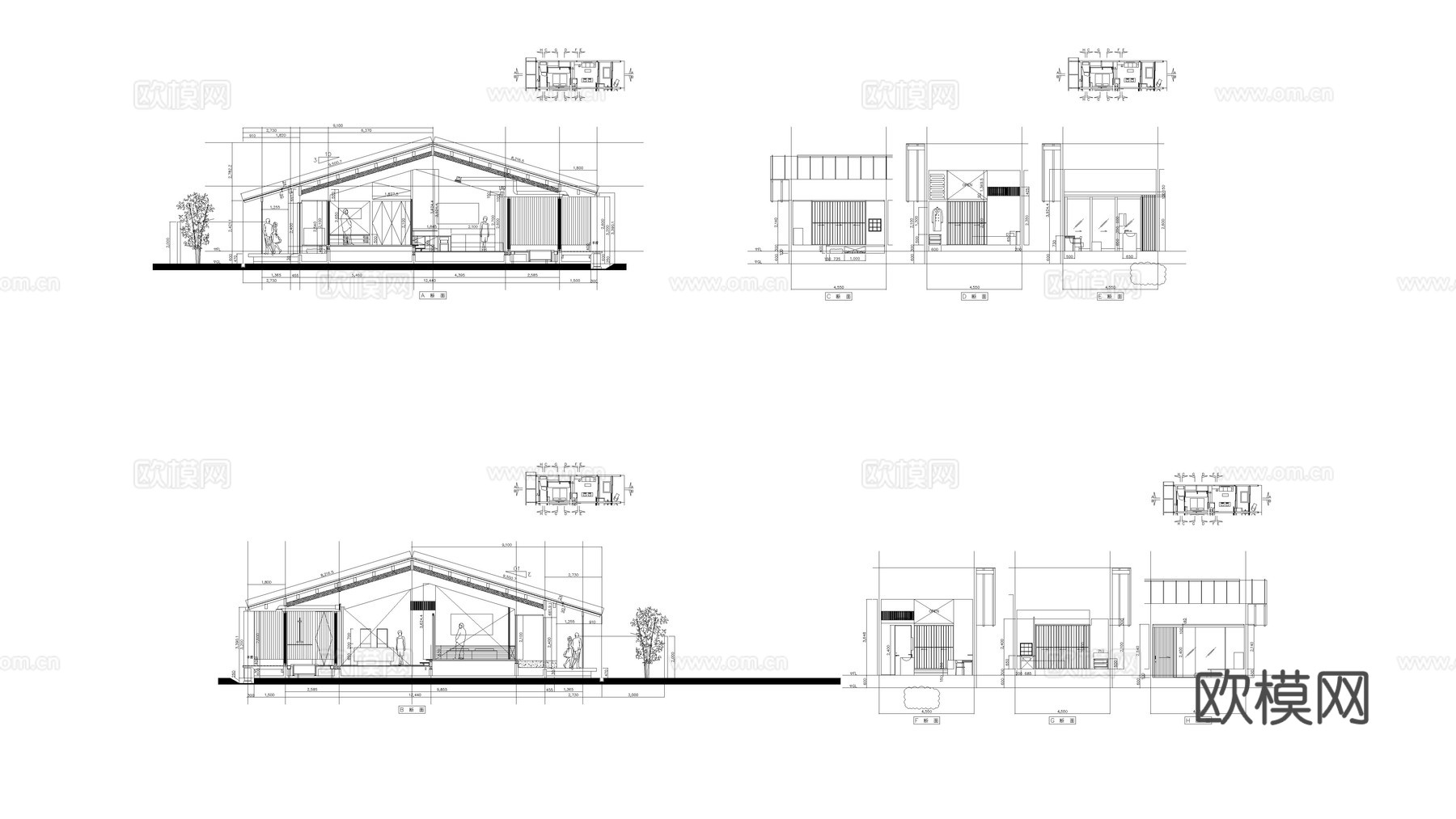 旅馆 旅店 酒店 客栈 住宅cad施工图下载（渲染图2）