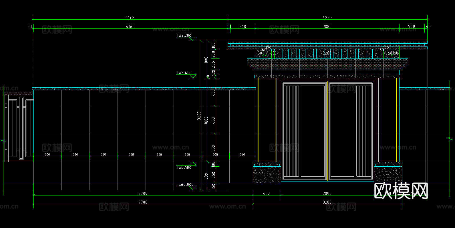中式庭院门头牌楼大门详图cadcad施工图