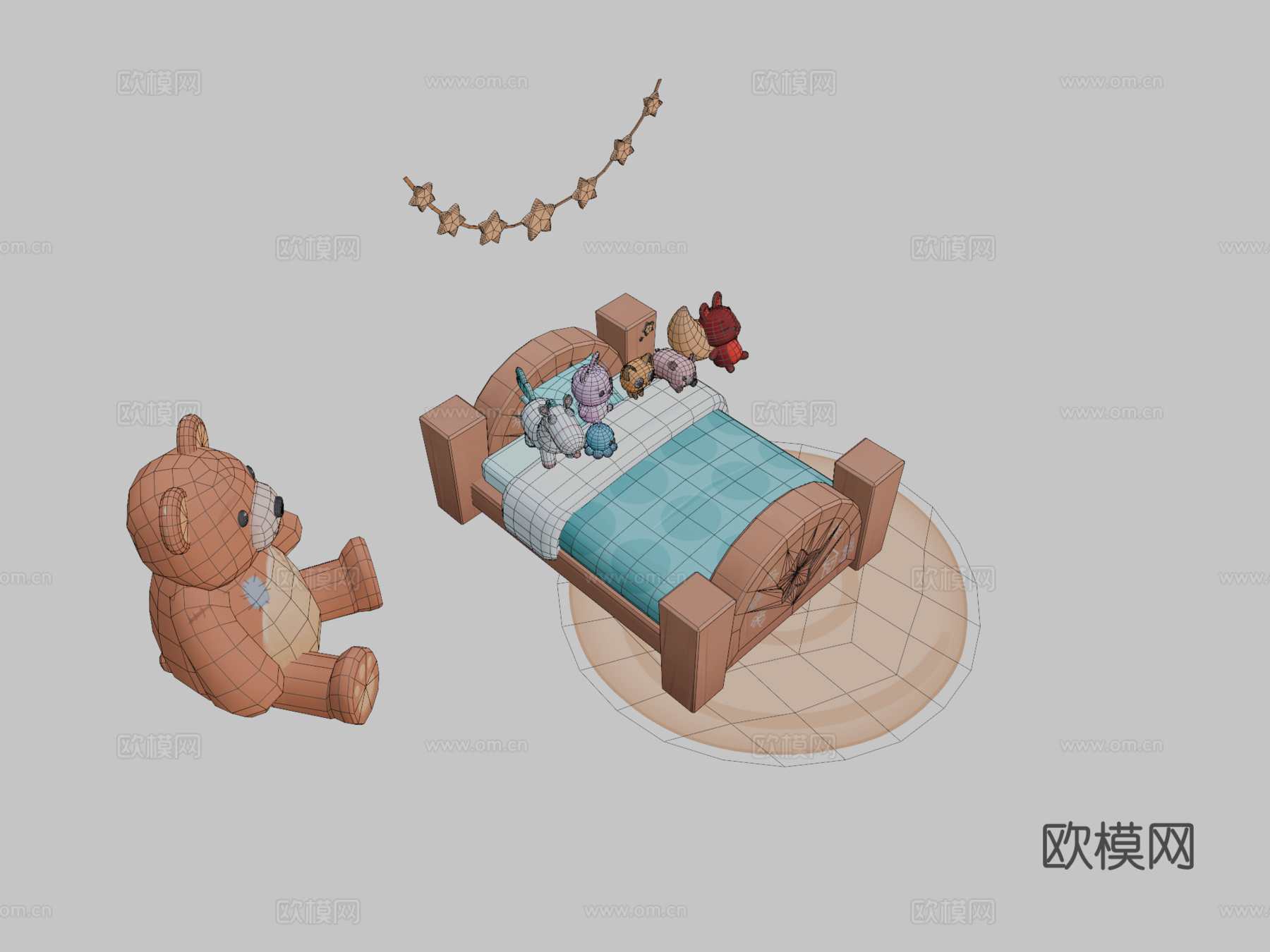 手绘儿童卧室su模型