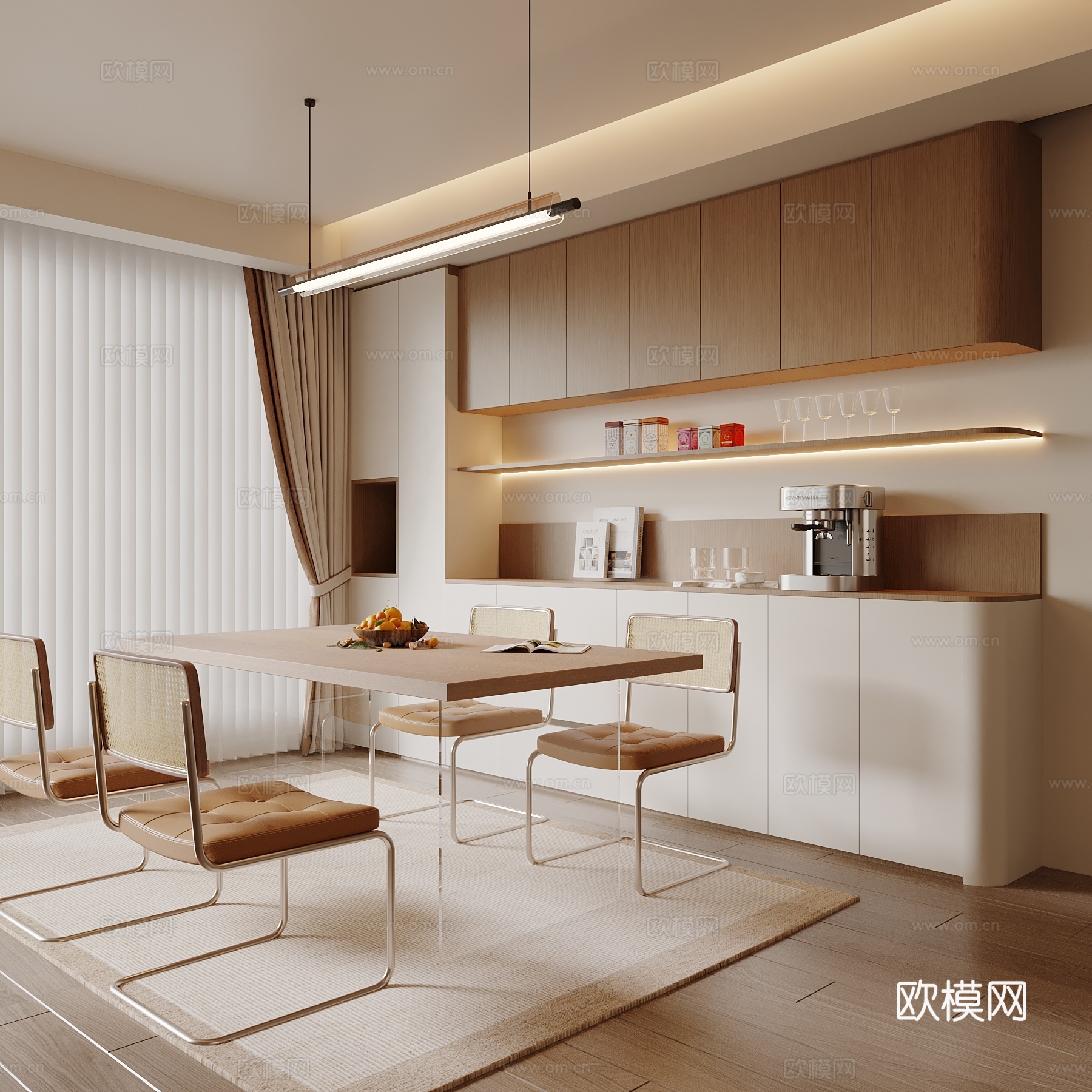 现代餐厅 餐桌椅su模型